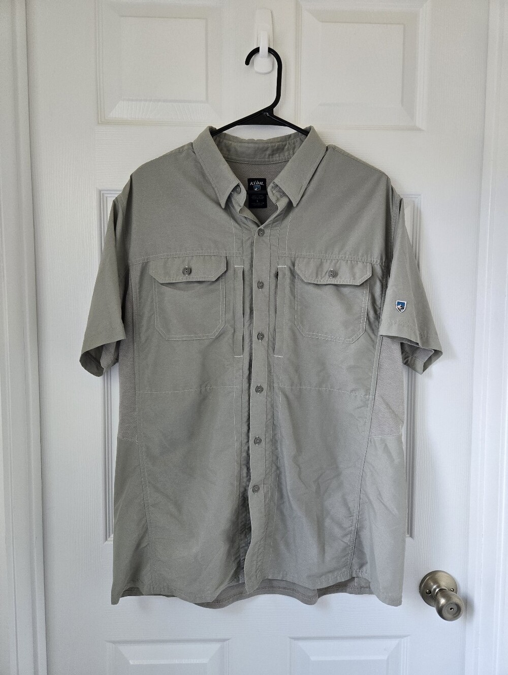 Kuhl Men's Short Sleeve Large Button-Up Shirt Light Gray